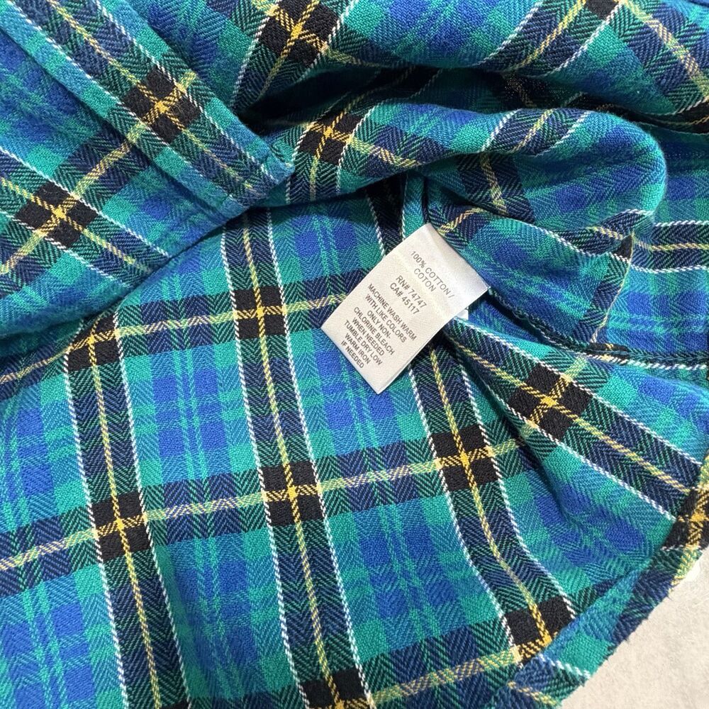 Natural Reflections Women's M Plaid Flannel Shirt Teal Blue Yellow Button Up - Picture 3 of 6